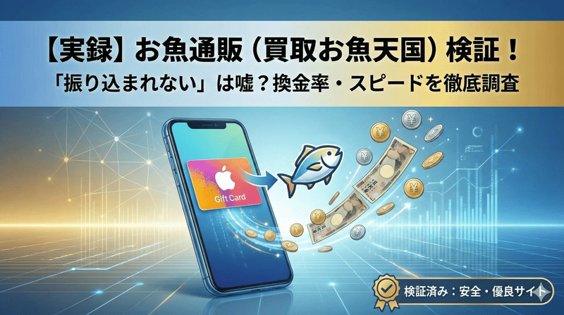 【実録】アップルギフトカード買取「お魚通販（買取お魚天国）」は振り込まれない？換金率と使い勝手を徹底検証